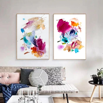 Neînrămate Moderne Abstracte colorate de culoare de apă de imprimare panza pictura poster de arta de perete pentru living home decor pictura pe perete