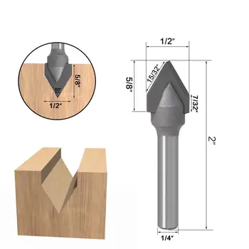 6mm coadă 1/4 shank V Pic CNC carbură solidă end mill 3D Router Biți pentru Lemn 60deg tungsten freze pentru prelucrarea lemnului
