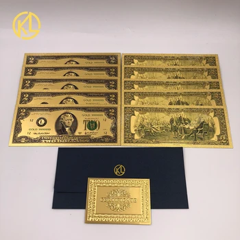 10buc/lot Mai bun Pret Pentru America 2 Dolarul SUA a Bancnotelor în Aur de 24K Bani Cu certificat De Colectare Și Cadouri