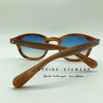 SPEIKE Personalizate Noua Moda Lemtosh Johnny Depp stil de ochelari de soare AAAAA+ calitate Vintage rotund ochelari de soare blue/lentile galbene