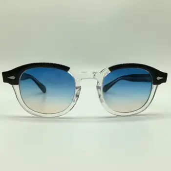 SPEIKE Personalizate Noua Moda Lemtosh Johnny Depp stil de ochelari de soare AAAAA+ calitate Vintage rotund ochelari de soare blue/lentile galbene