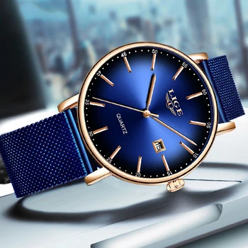 LIGE Moda Mens Ceasuri de Top de Brand de Lux Albastru Impermeabil Ceasuri Ultra Subțire Data de Simplu Casual Cuarț Ceas Barbati Sport Ceas