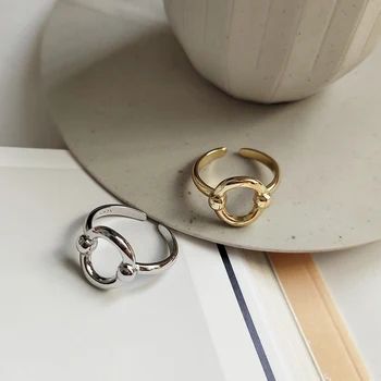 Peri ' sbox O Formă Ovală Geometrice Inele Indesata Cerc Inele de Aur pentru Femei Minimalist Argint 925 Inele Reglabile 2019