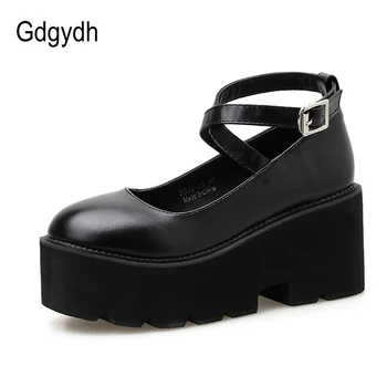 Gdgydh Student Pantofi Fete Pantofi LOLITA JK Uniformă PU Piele Tocuri Platforma Glezna Curea Femei Pompe 2021 Nouă Primăvară