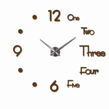 Noi 3d Ceas de Perete Design Mare bază de Acril Oglindă Ceasuri Autocolante Acasă Decorare Camera de zi Cuarț Ac