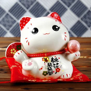 6 inch Ceramic Maneki Neko Caseta de Bani Cat Noroc Ornament Decor Acasă Cadou Feng Shui Avere Cat pusculita