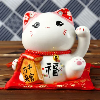 6 inch Ceramic Maneki Neko Caseta de Bani Cat Noroc Ornament Decor Acasă Cadou Feng Shui Avere Cat pusculita