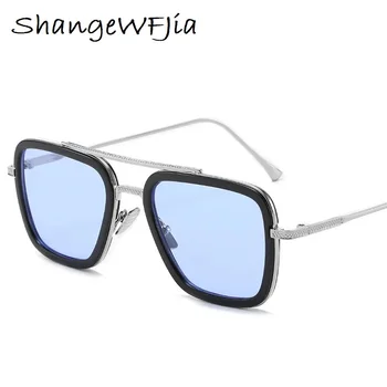 2021 Moda Pătrat de Metal Bărbați ochelari de Soare Vintage albastru Limpede Oglindă Ochelari Design Clasic Femei Dreptunghi Ochelari de Soare Uv400