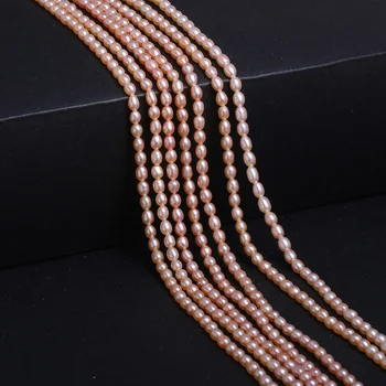 3-3.8 mm Naturale, Perle de apă Dulce cu Margele de Orez Forma Pearl Margele DIY Bijuterii Colier Bratara Cadou Pentru Femei en-Gros
