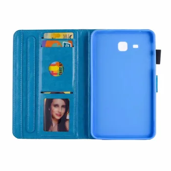 Drăguț minunat Floare Turn LeatherCase Pentru Samsung GalaxyTab 3 Lite de 7 inch T110 T111 Caz Stand Wallet Flip Card Slot husa pentru Tableta