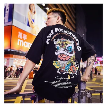 Bărbați și femei cu mânecă scurtă T-shirt brand Japonez de vară la modă strada hip-hop-ul T-shirt stil Chinezesc cupluri jumătate mâneci