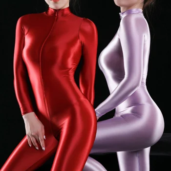 Femei Ultra Strălucitor Body 2-Way cu Fermoar costum de Baie Costumul Salopeta Clubwear BMF88