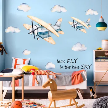 Desene animate nor de avion autocolante de perete camere copii dormitor living room decor mural pentru decor acasă autocolante tapet avioane