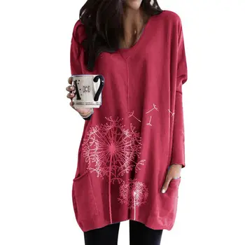 Fierbinte de Vânzare Gât Rotund Imprimate cu Mâneci Lungi de Sus de Îmbrăcăminte Pulover T-shirt Femei Supradimensionat Tricou