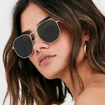 2019 Moda ochelari de Soare pentru Femei Brand Designer Cadru Mic Poligon Obiectiv Clar Sunglasse Unisex Ochelari de gafas oculos de sol UV400