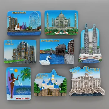 Macao, malaezia, maldive romi china Shanghai Disneyland Singapore elveția Taj Mahal india 3d magneți de frigider decor acasă