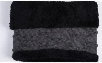 Oamenii De Iarnă Pălărie Și Eșarfă Om Cald Tricotate Pălărie De Pluș 2 Buc Set 2019 Masculin Mozaic Căciuli Capac Cu Inel De Eșarfe Adult Dotari