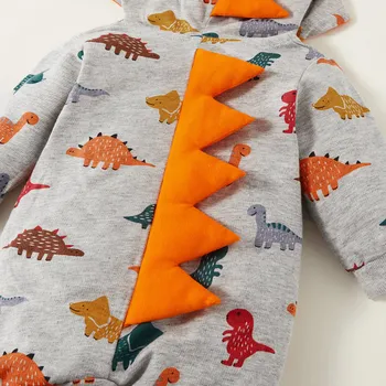 PatPat 2020 Nouă de Primăvară și de Toamnă la Modă Dinozaur Design Serrate Salopeta cu Gluga pentru Baby Boy