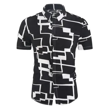 Moda Noua 2020 Camasi Pentru Barbati Casual Liber de Turn-Down Guler Maneci Scurte Butonul de Imprimare în Jos Dropshipping платье рубашка #GH