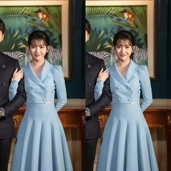 Kpop UI Lee Ji Eun toamna anului nou partid temperament slim Cardigan scurt jachete strat+elegant talie Mare fuste două bucata set pentru femei