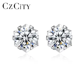 CZCITY 1carat Moissanite-Stud-Cercei pentru Femei, Mireasa, Nunta de Argint 925 Diamond Bijuterii Fine Boucle D'Oreille MSE-001