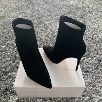 De înaltă Calitate Femei Cizme Glezna Zip a Subliniat Toe Încălțăminte de 10 cm Tocuri Subtiri de Mare de sex Feminin Cizme Pantofi de Partid Femei În 2020 Iarna Noi