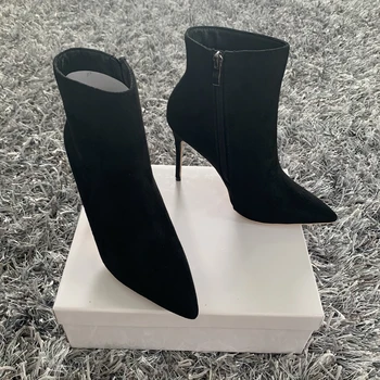 De înaltă Calitate Femei Cizme Glezna Zip a Subliniat Toe Încălțăminte de 10 cm Tocuri Subtiri de Mare de sex Feminin Cizme Pantofi de Partid Femei În 2020 Iarna Noi