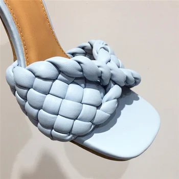2021 Designer de Lux Țese Slide-uri de Femei 9cm Tocuri inalte Catâri Fetish Sandale de Vara Lady Tocuri Papuci de casă Albastru Portocaliu saboții de