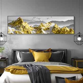 DDHH de Mari Dimensiuni Nordic Munte de Aur Pasăre Peisaj Tablouri Canvas Print Poster Pictură în Ulei Pentru Living modern acasă