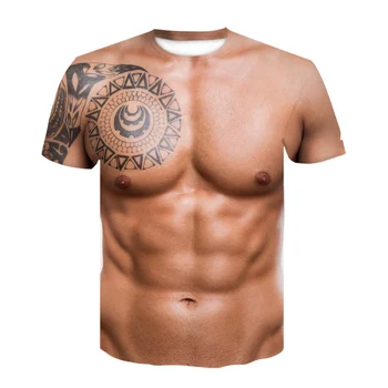 2020 top de vânzare new Amuzant 3D Musculare Tricou Bărbați Vară Maneci Scurte Fitness Tee Rece Streetwear Imprimare 3D Fals Muscle T-shirt