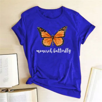 Monarch butterfly Print Femeie Tricouri Harajuku Maneci Scurte Largi Graphic Tee Shirt Femme O-Neck Top Haine Mujer Camisetas