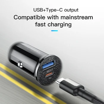 KUULAA USB Masina Încărcător de Încărcare Rapidă 4.0 36W QC PD 3.0 Taxa Auto de Tip C pentru Samsung S10 9 Auto Rapid de Încărcare pentru Xiaomi iPhone