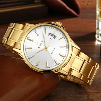 WWOOR 2021 Moda Mens Ceasuri de Top de Brand de Lux din Oțel Inoxidabil de Aur Cuarț Ceas pentru Bărbați Impermeabil Ceas Relogios Masculino