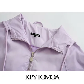 KPYTOMOA Femei 2020 Moda Supradimensionate Impermeabil Jacheta Haina Vintage cu Gluga Cu Elastic Șnururi de sex Feminin de Îmbrăcăminte exterioară Topuri Chic