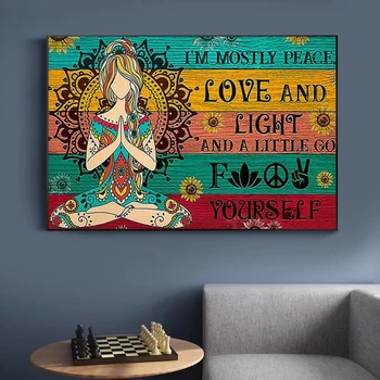 Eu sunt cea mai mare parte de Pace, Dragoste și Lumină Panza Pictura Postere si Printuri de Yoga, Meditație Arta de Perete Imagini pentru Living Decorul Camerei