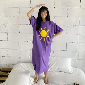 Cămăși de noapte pentru Femei Maneci Scurte de Vară 3XL Pijamale Imprimate Mult Sleepshirts Elevii Kawaii Ulzzang Trendy Elastic Simplu Pierde