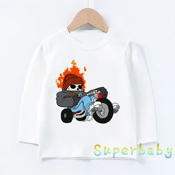 Copiii Filmul Ghost Rider Imprimare tricou Copii Băieți Fete desen Animat Amuzant Bluze Copii cu Maneca Lunga T-shirt,LKP5197