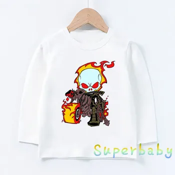 Copiii Filmul Ghost Rider Imprimare tricou Copii Băieți Fete desen Animat Amuzant Bluze Copii cu Maneca Lunga T-shirt,LKP5197