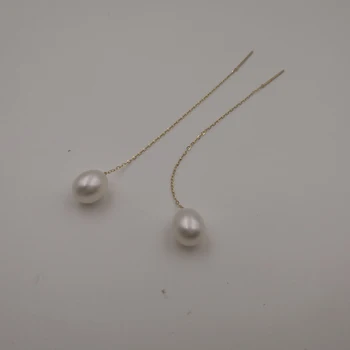 Sinya Au750 aur de 18k lung lanț tassel design cercei legăna cercei picătură cu 7-9 mm de înaltă luciu de perle pentru femei