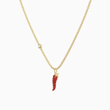 SWA Moda Bijuterii LISABEL PIPER Set de Aur Elegant Ardei Rosu Cristal Colier de Femei Femei Trend Romantic Cadou