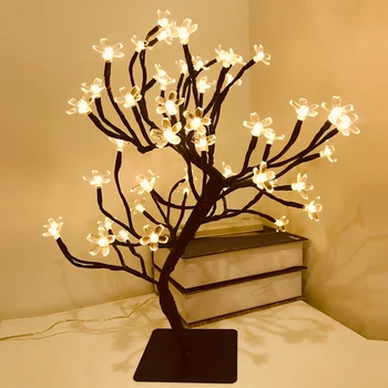 Lumina de noapte LED 36/48 Floare de Cires Prun Lampa de Birou, Lampa de Interior Dormitor Nunta Petrecere de Crăciun Bar Decorare Pom de Lampa