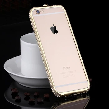De lux Stras Barei de protecție Cadru de Caz Pentru iPhone 11 8 7 6 6S Plus Caz Glitter pentru iPhone X XR XS Max Metal Aluminiu Diamond Caz