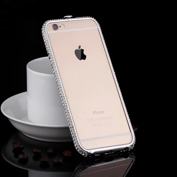 De lux Stras Barei de protecție Cadru de Caz Pentru iPhone 11 8 7 6 6S Plus Caz Glitter pentru iPhone X XR XS Max Metal Aluminiu Diamond Caz