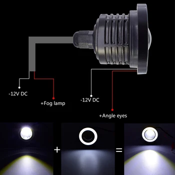 1Set 3 Inch 76mm Proiector LENTILĂ LED COB Lampă de Ceață cu Halo Inele Angel Eyes 12V 30W Auto Motociclete DRL lumini de Zi lumini Ceață