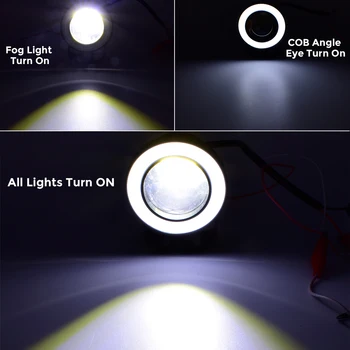 1Set 3 Inch 76mm Proiector LENTILĂ LED COB Lampă de Ceață cu Halo Inele Angel Eyes 12V 30W Auto Motociclete DRL lumini de Zi lumini Ceață