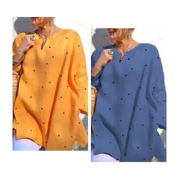 Gentillove Elegant cu Maneca Lunga V Gât Stele de Imprimare Topuri Largi si Bluze Femei 2020 Nou Casual Supradimensionat Tricou Femei de Îmbrăcăminte