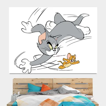 Pisica Și Mouse-ul de Animație de Desene animate de Fundal Pânză Ins Decor Tapiserie Copii Noptiera Dormitor Perete Pânză Tapiserie de Perete