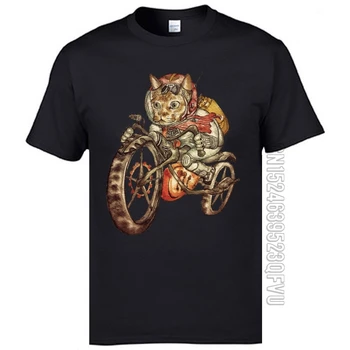 Berserk Steampunk Motocicleta Cat Rider Retro Tricou New Sosire Bumbac pentru Bărbați Pierde T Shirt de Imprimare Toamna Vara Tricouri