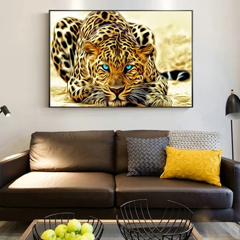 Animale de Aur Cheetah Art Postere si Printuri Decorative de Perete Imagini Leopard Panza Tablouri pentru Living Decorul Camerei Cuadros