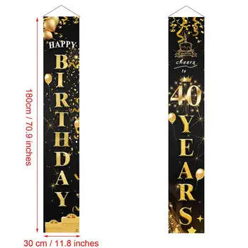 Aurul negru Banner Ziua de nastere Fericit 30/40/50/60/70/a 80-a Aniversare Petrecere Decor Adult Consumabile Partid Ziua de nastere Aniversare